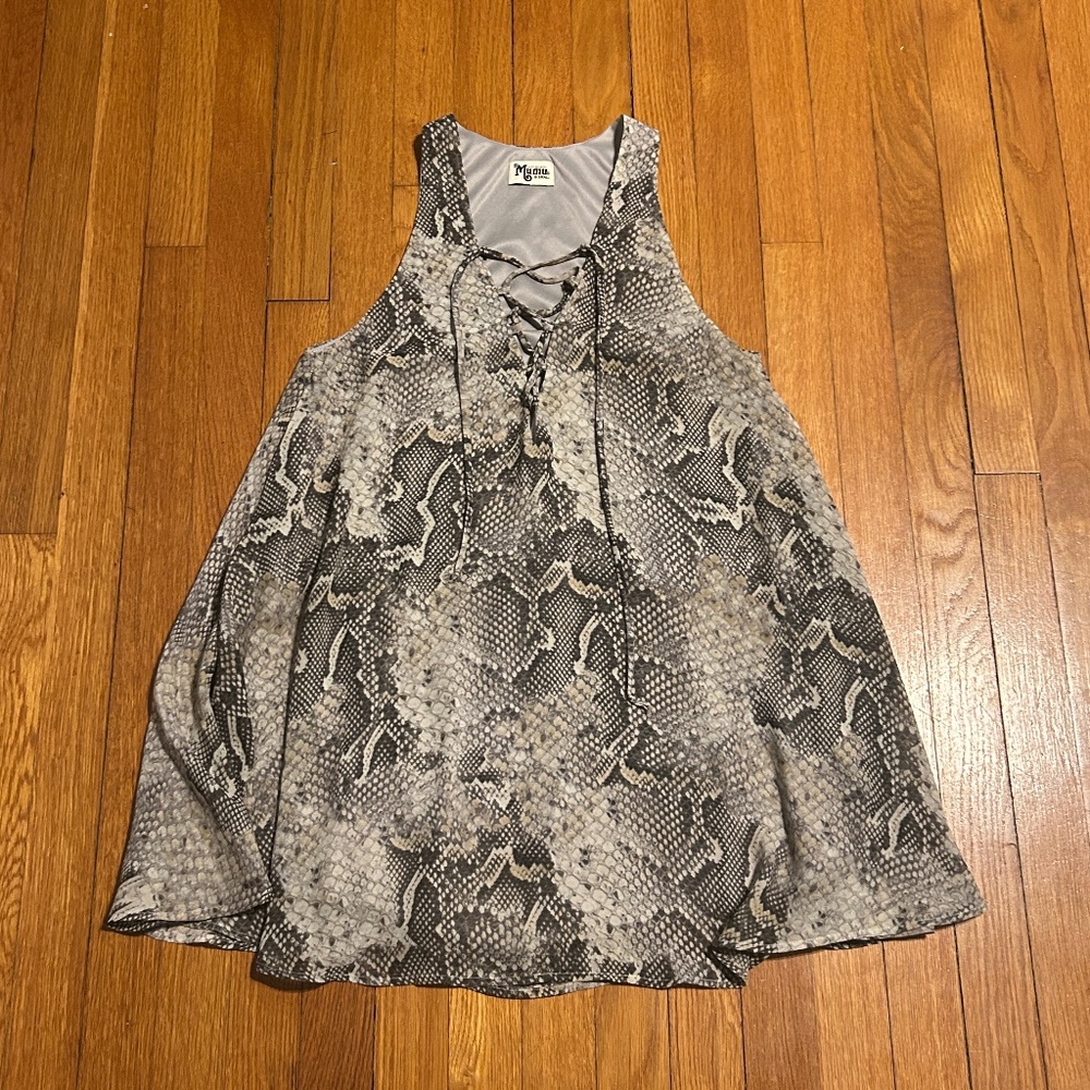 Show Me Your Mumu Snakeskin Print Rancho Mirage Tunic Dress Women’s XS